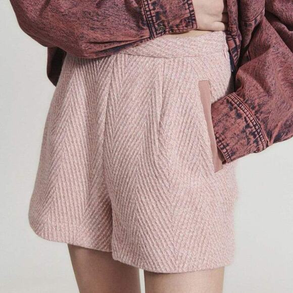 Rachel Comey Pants - Rachel Comey Bell Short in Light Pink Tweed Chevron Size 6